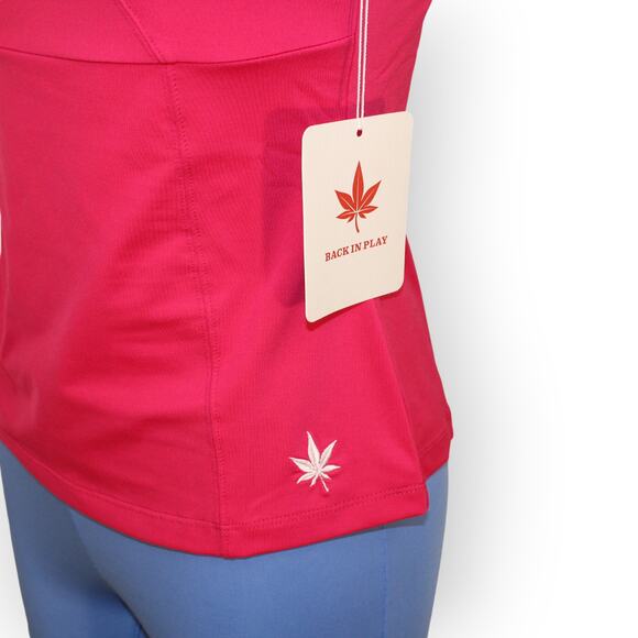 BOAST USA Women Active Tank Medium Fuschia Stretch Bra Racerback Leaf Logo - Picture 2 of 9